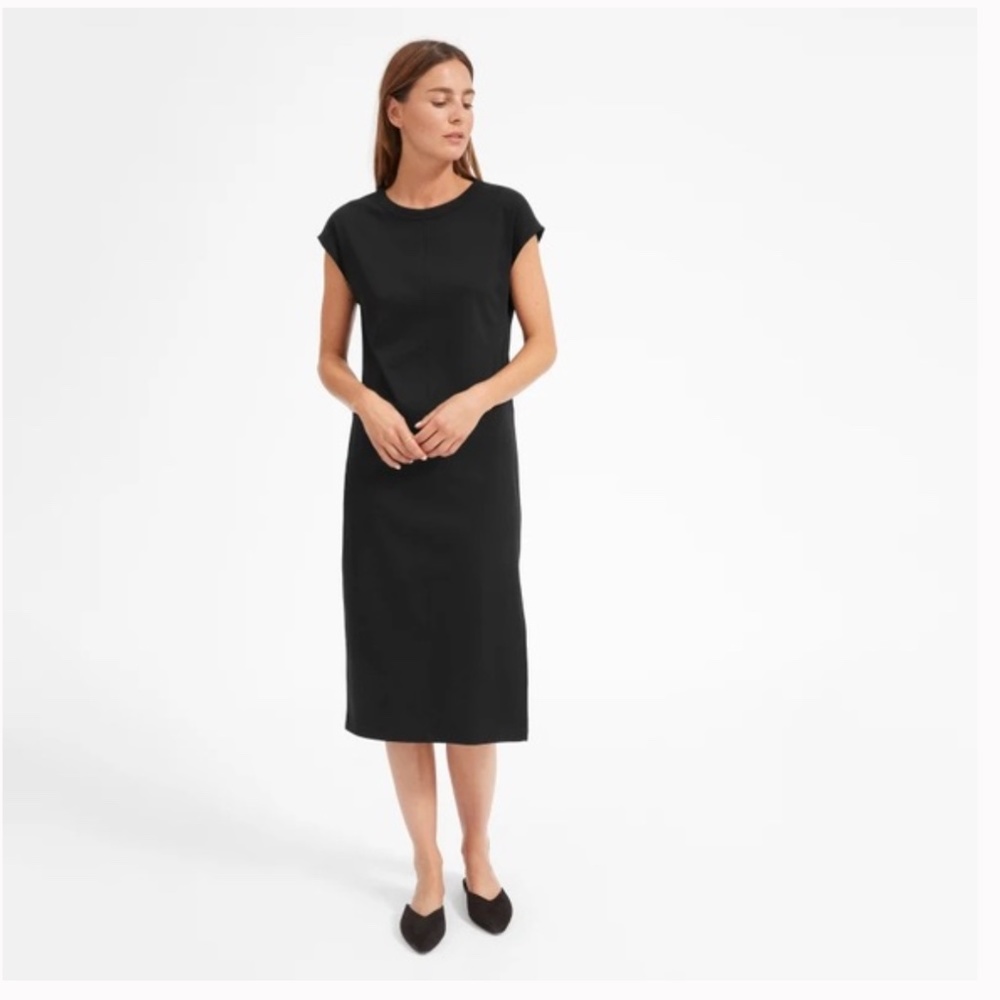 EVERLANE Black Luxe Cotton Side-Slit Tee Dress L